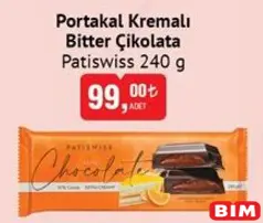 PATİSWİSS PORTAKAL KREMALI BİTTER ÇİKOLATA 240 G